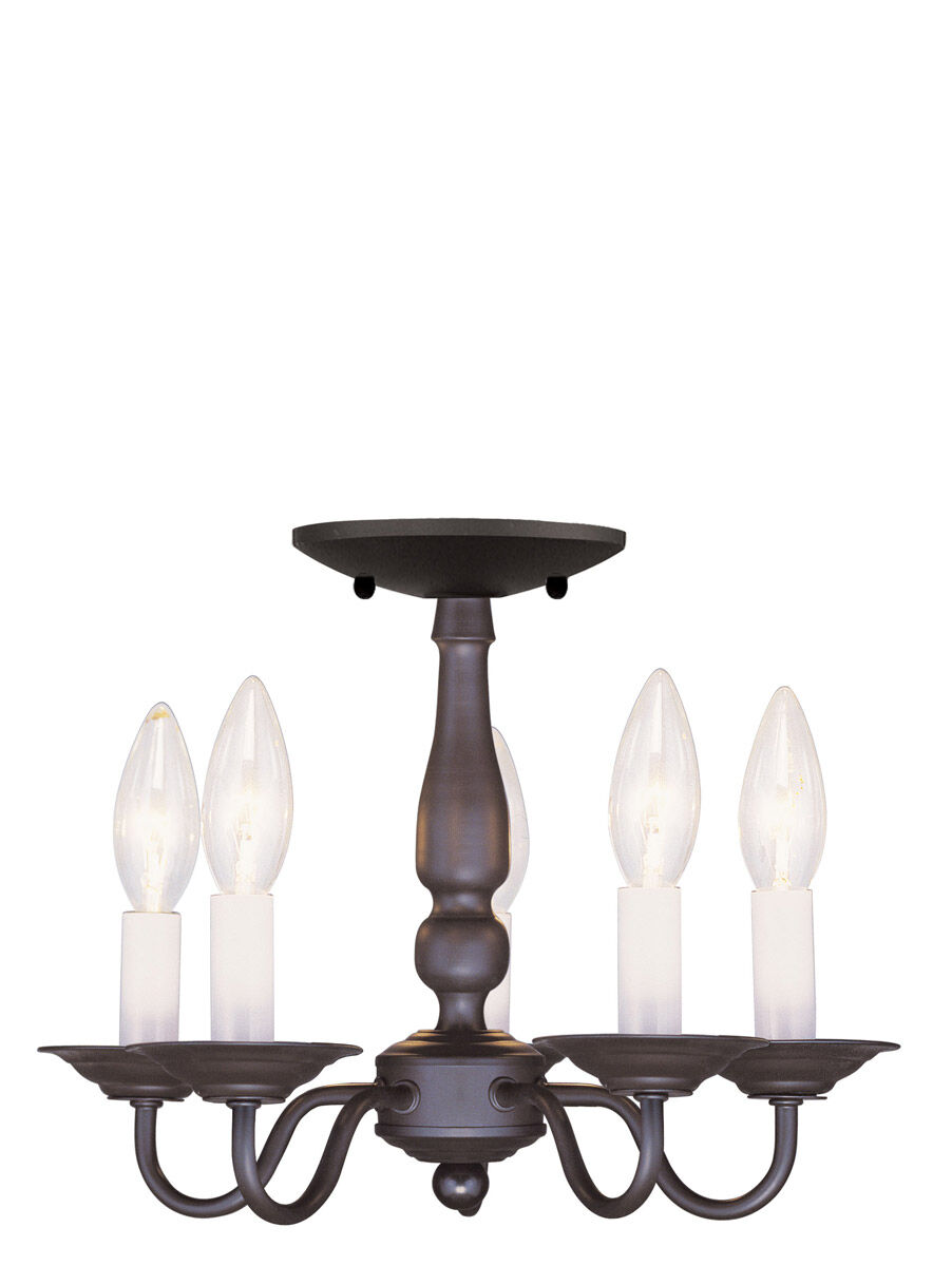Williamsburgh 5 Light 13 inch Bronze Convertible Mini Chandelier/Ceiling Mount Ceiling Light