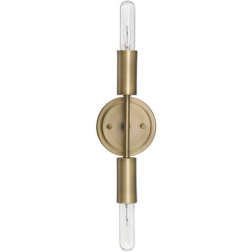 Perret 2 Light 12 inch Aged Brass Sconce Wall Light