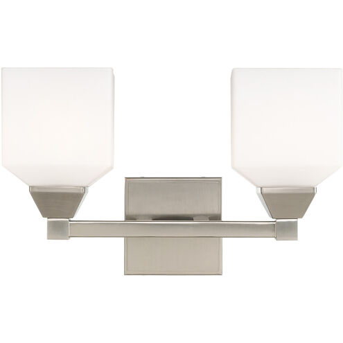 Aragon 2 Light 15 inch Brushed Nickel Bath Vanity Wall Light
