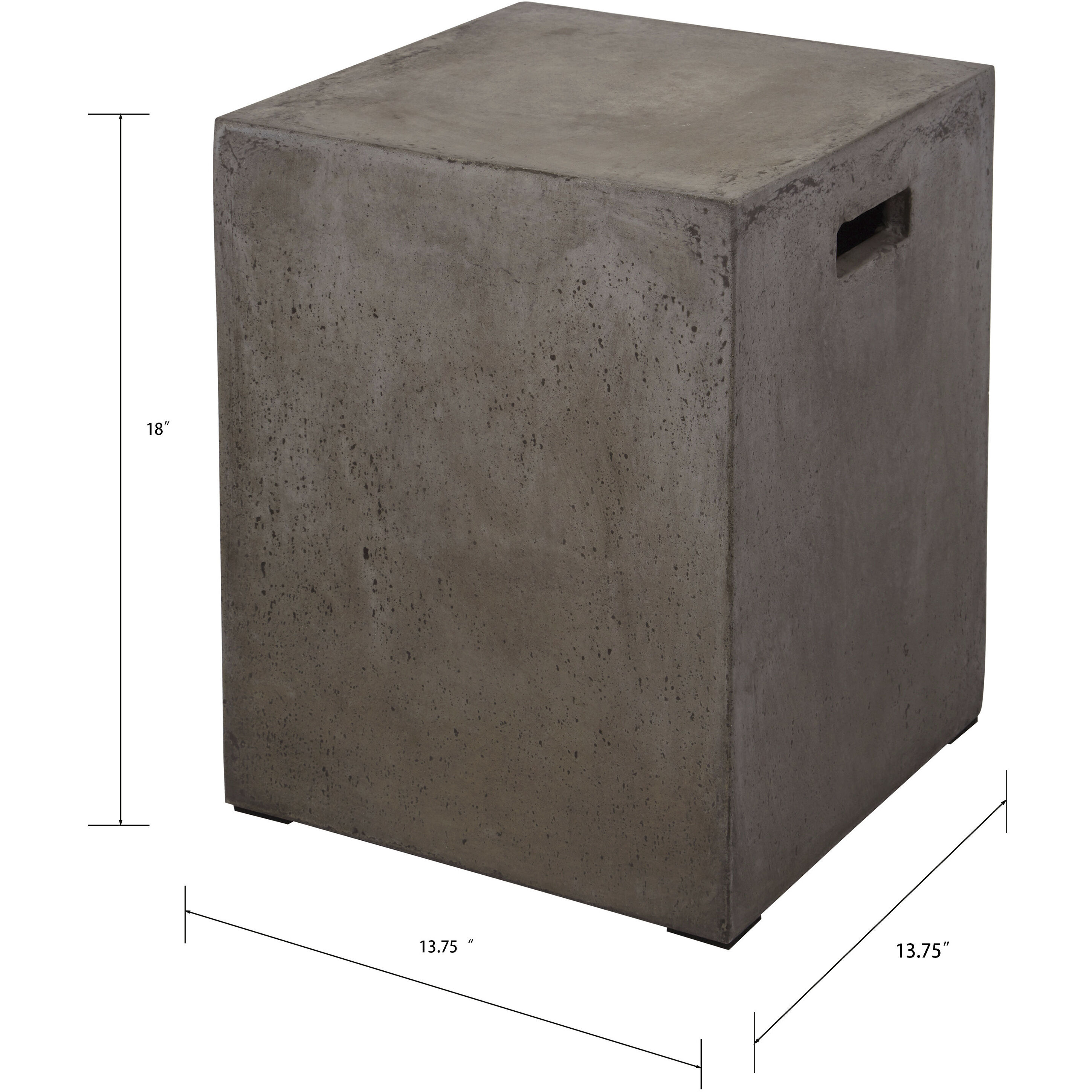 Cubo 18 inch Polished Concrete Accent Stool