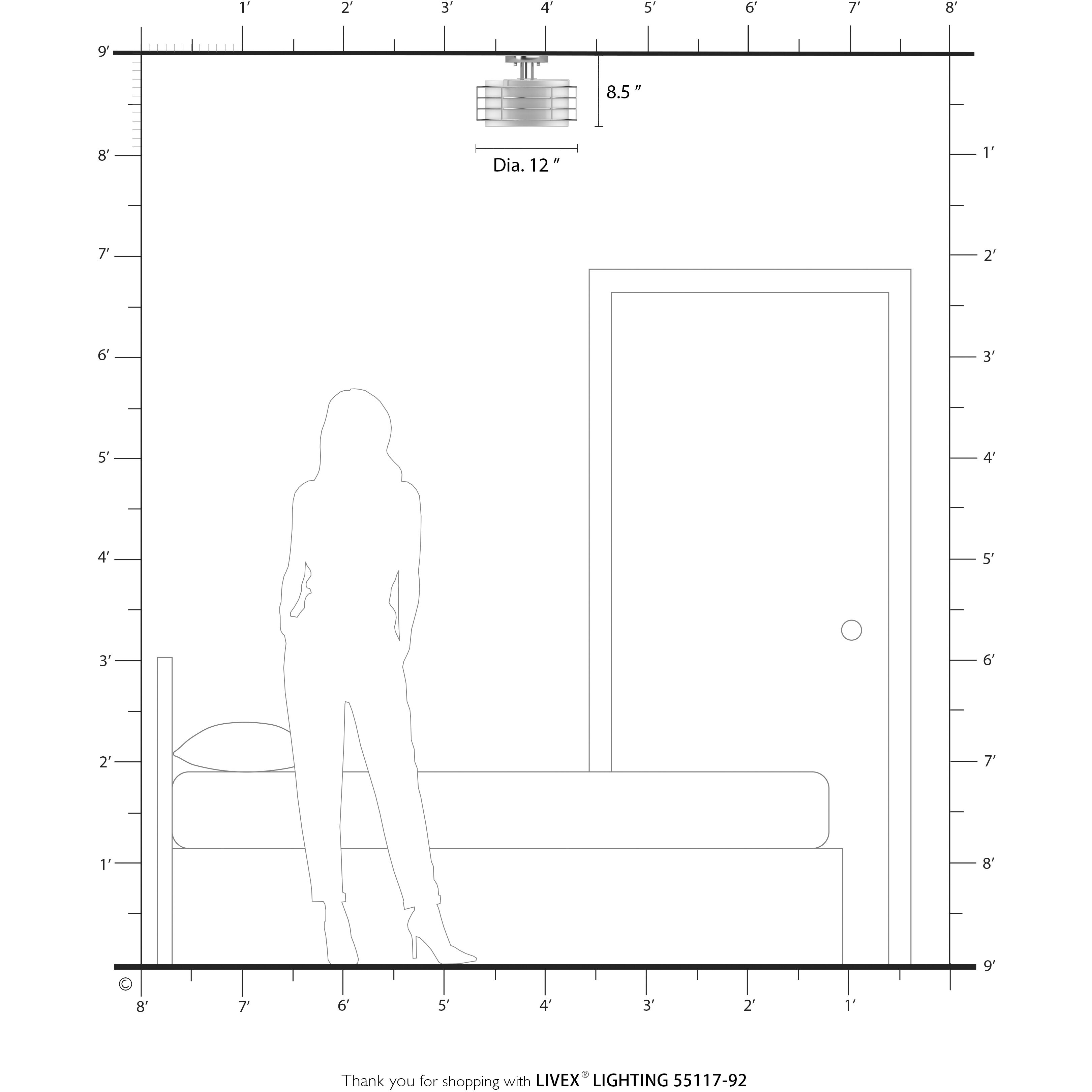 Blanchard 1 Light 12 inch English Bronze Semi Flush Mount Ceiling Light, Medium