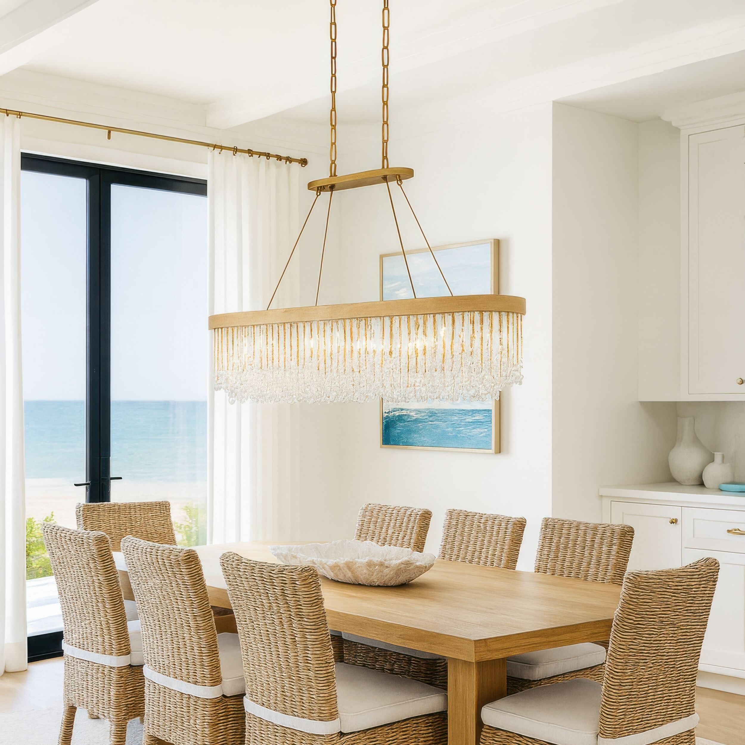 Lafayette 6 Light 48 inch Havana Gold Linear Pendant Ceiling Light