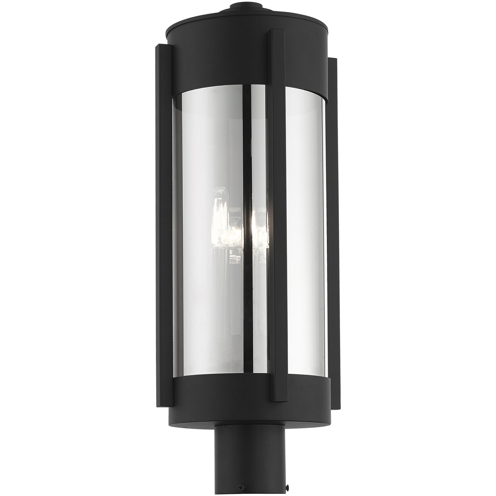 Sheridan 3 Light 22 inch Black with Brushed Nickel Candles Outdoor Post Top Lantern