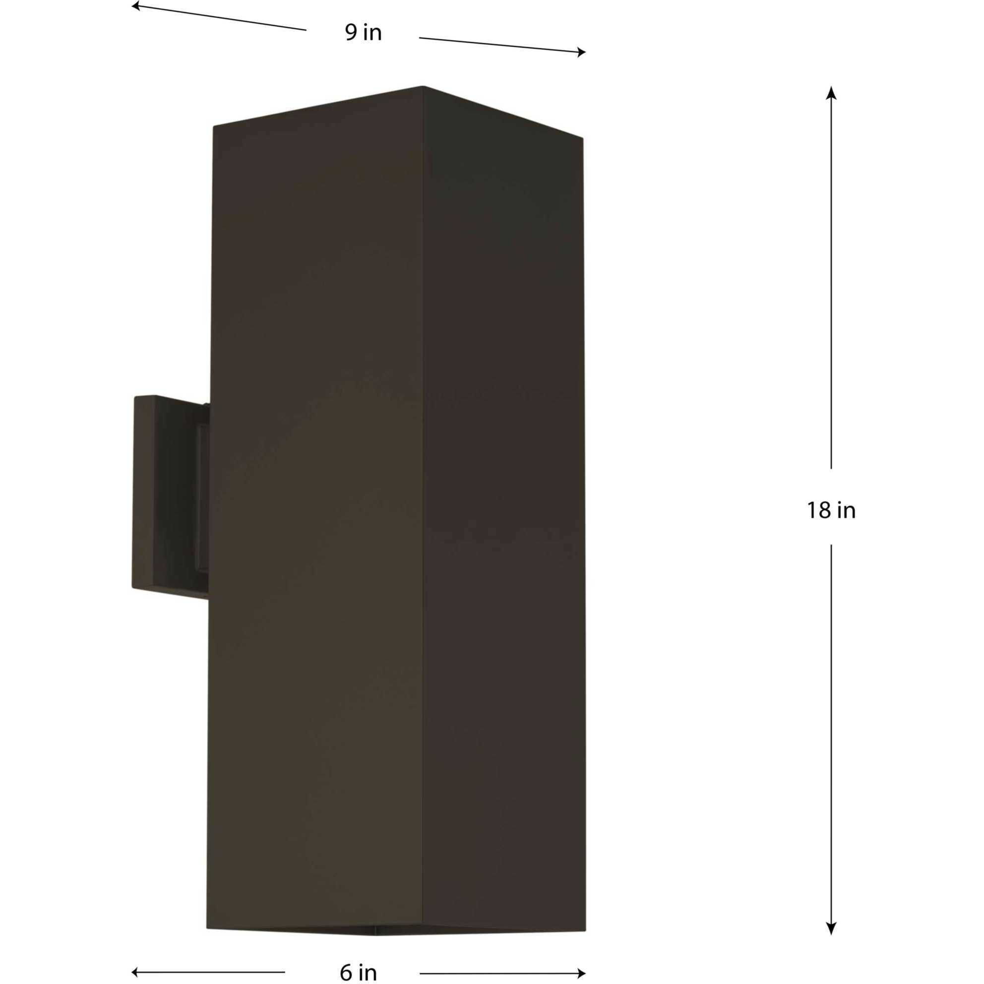 6IN CYL SQRS Up/Down Outdoor Wall Light in Antique Bronze, Progress LED