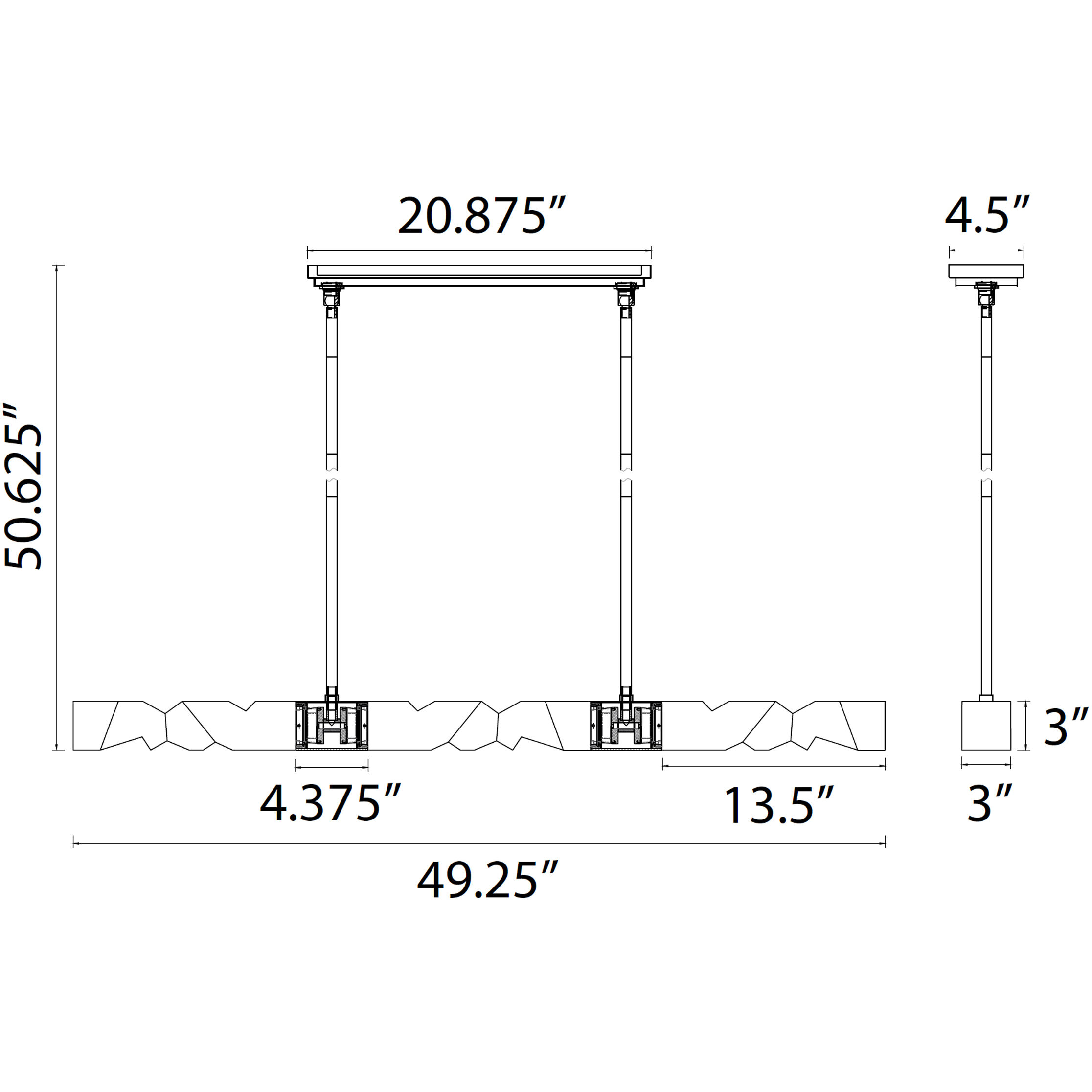 Mamadim 4 Light 49.25 inch Matte White Linear Pendant Ceiling Light