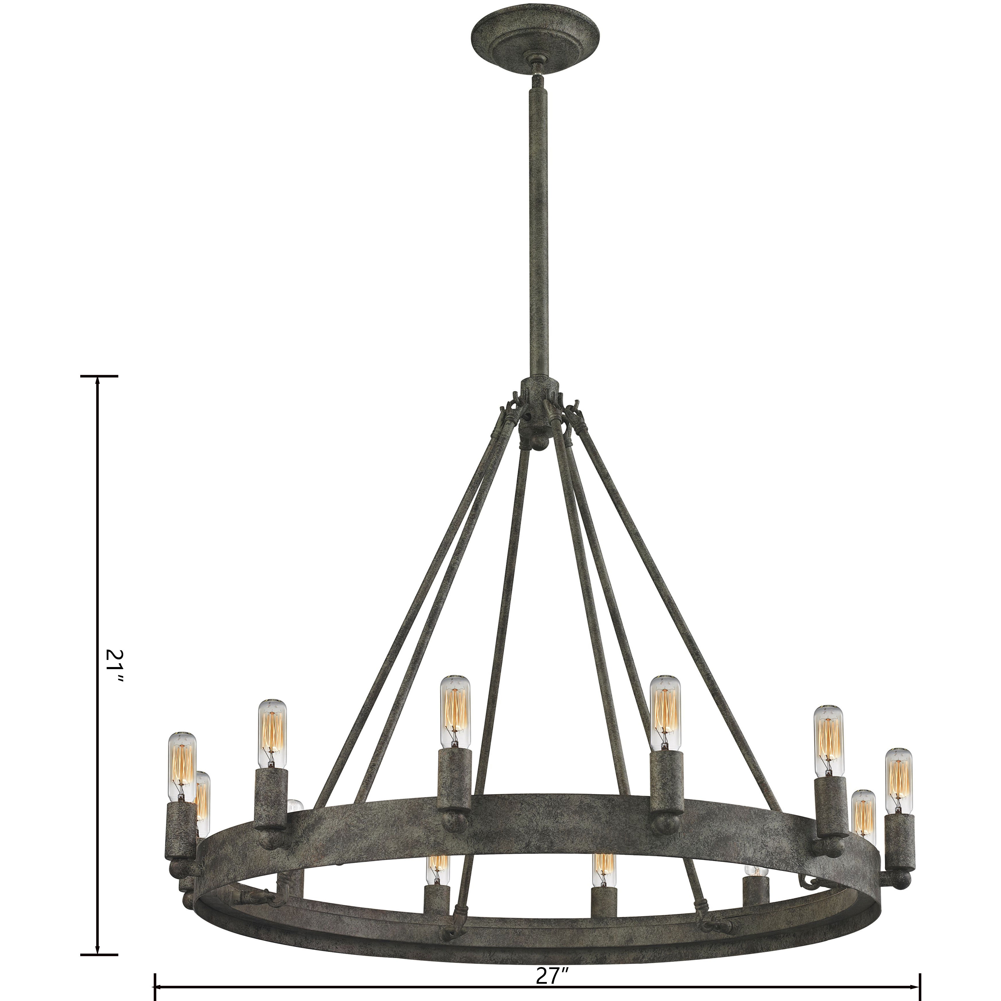 Lewisburg 12 Light 27 inch Malted Rust Chandelier Ceiling Light