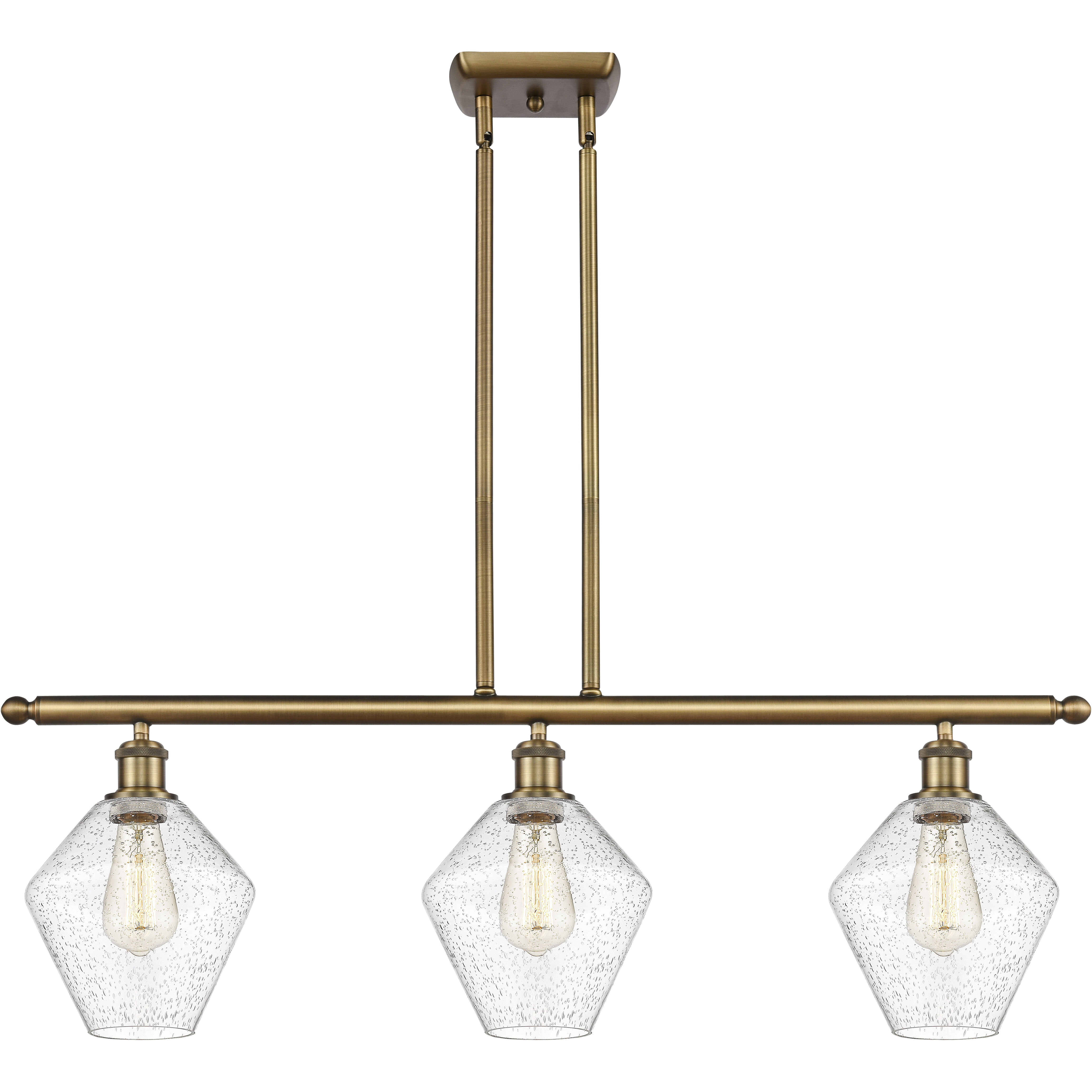 Ballston Cindyrella 3 Light 36 inch Brushed Brass Island Light Ceiling Light in Incandescent, Seedy Glass
