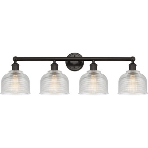 Edison Dayton 4 Light 33 inch Oil Rubbed Bronze Bath Vanity Light Wall Light in Clear Glass