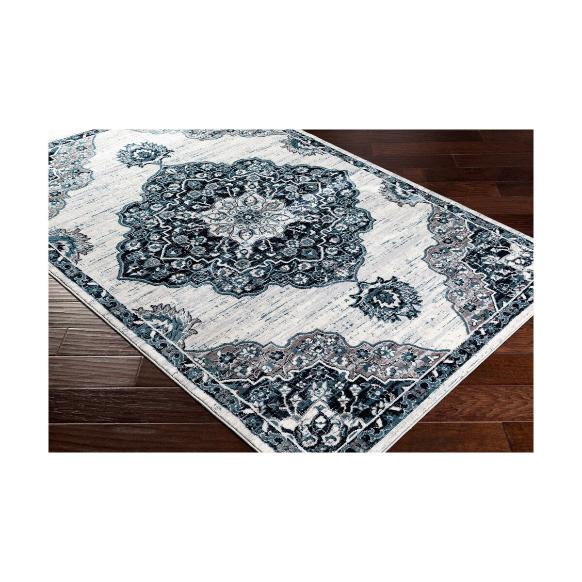 Wanderlust 123 X 94.09 inch Ink Blue/Sky Blue/Charcoal/Light Slate/White Machine Woven Rug