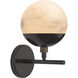 Metro 1 Light 7 inch Faux White Alabaster and Oil Rubbed Bronze Wall Sconce Wall Light