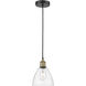 Edison Dome 1 Light 7.5 inch Black Antique Brass Mini Pendant Ceiling Light in Clear Glass