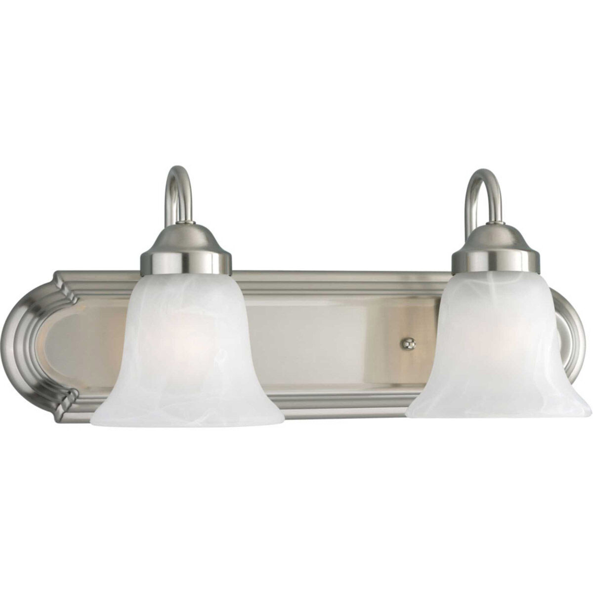 Alabaster Glass 2 Light 18 inch Brushed Nickel Bath Vanity Wall Light