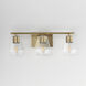 Geode 3 Light 22.5 inch Natural Aged Brass Bath Vanity Wall Light