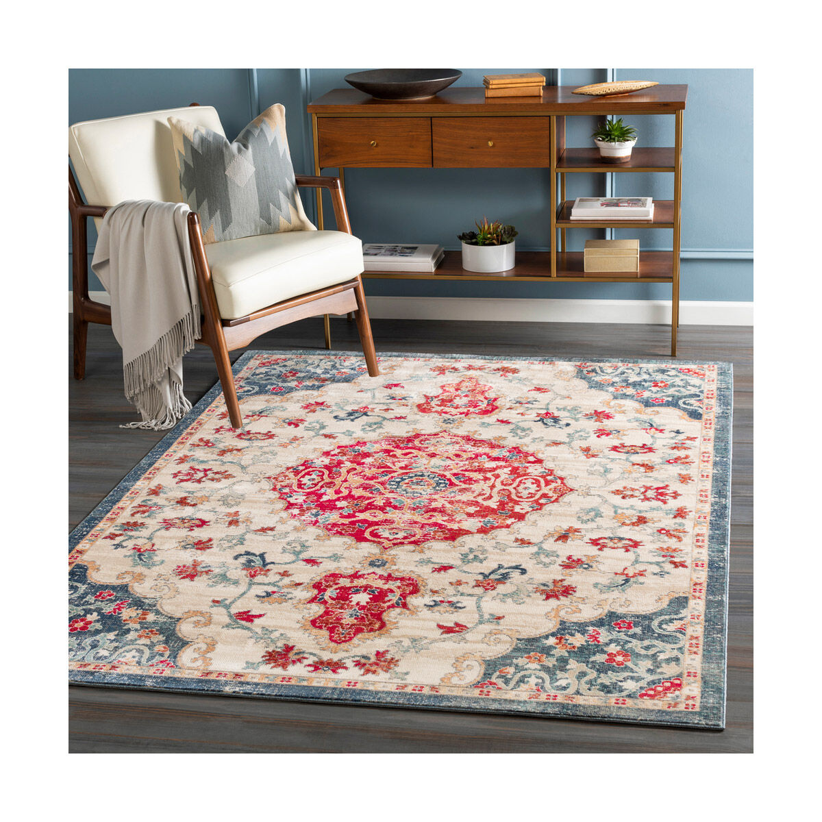 Prince 65 X 47 inch Bright Pink/Bright Red/Wheat/Saffron/Teal/Navy Rugs