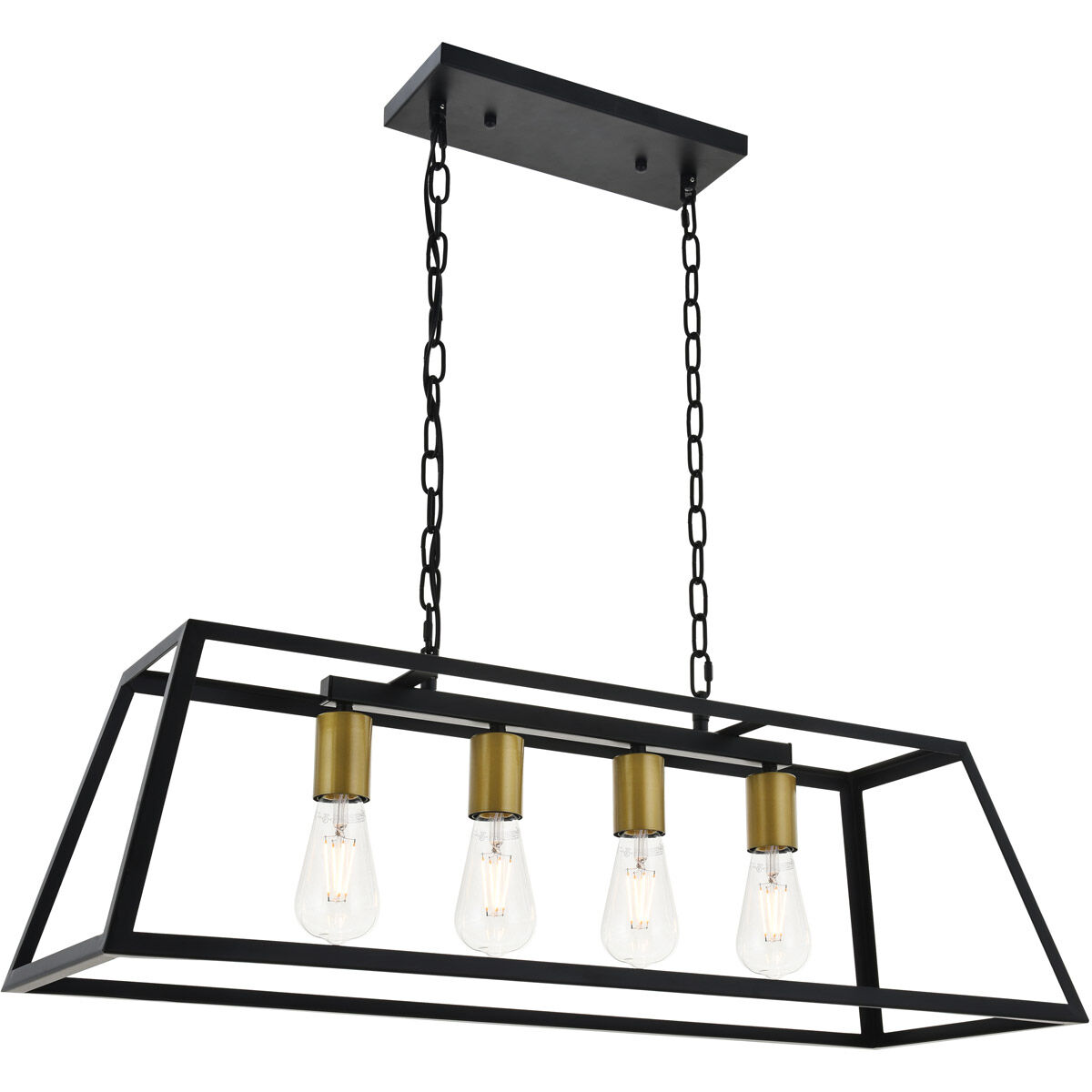 Resolute 4 Light 32 inch Brass and Black Pendant Ceiling Light