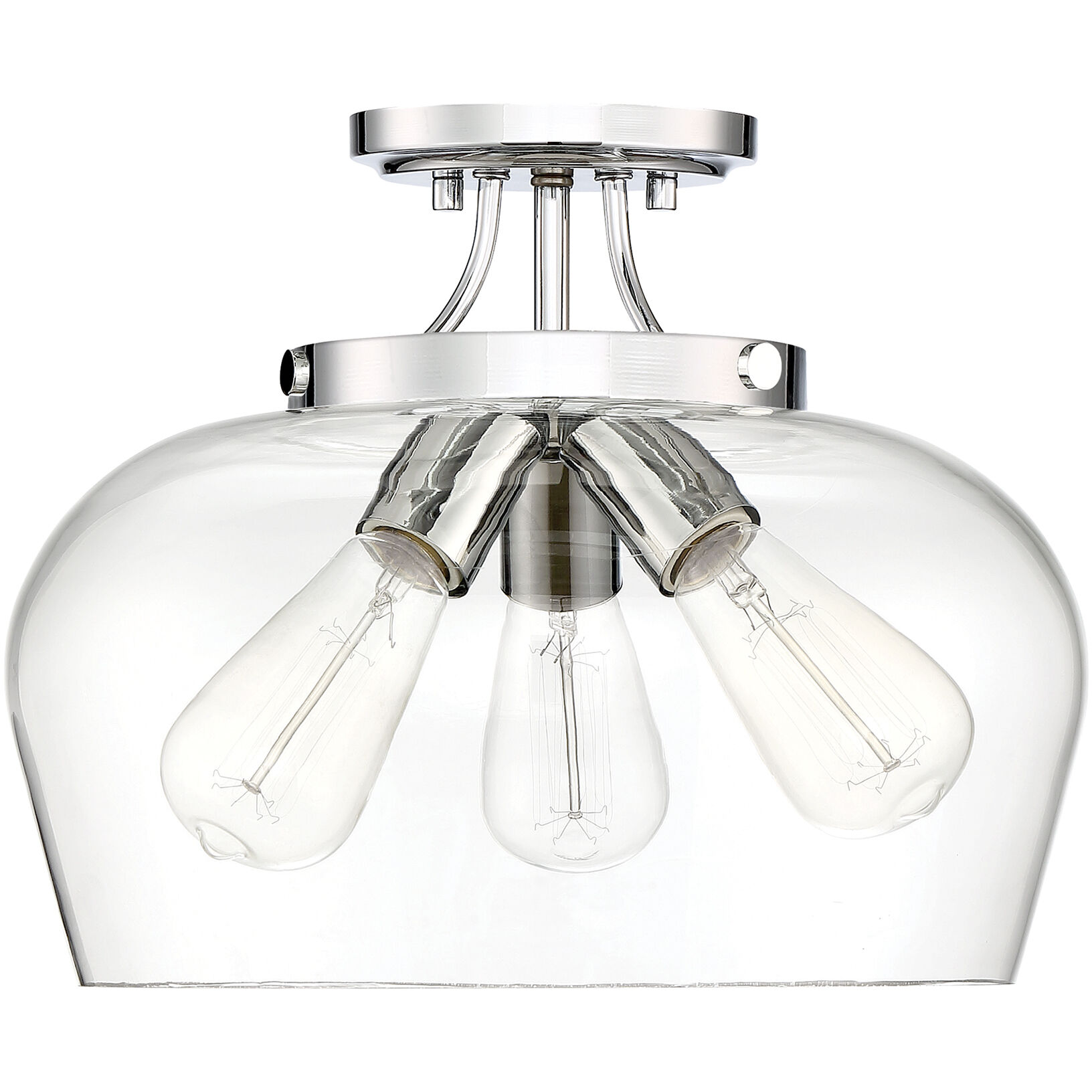 Octave 3 Light 13 inch Polished Chrome Semi-Flush Ceiling Light, Essentials