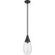 Malone 1 Light 6 inch Matte Black Pendant Ceiling Light in Striped Clear Glass