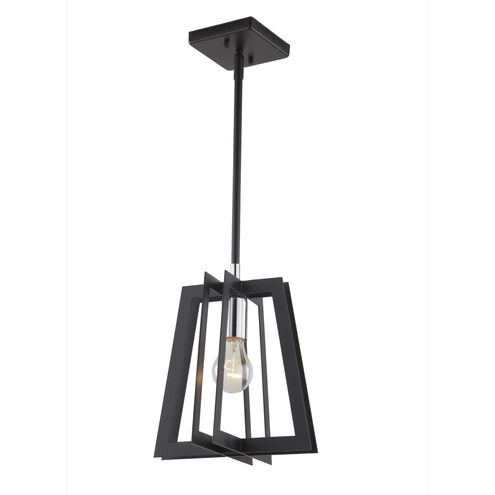 Carlton 1 Light 10 inch Matte Black and Polished Nickel Pendant Ceiling Light