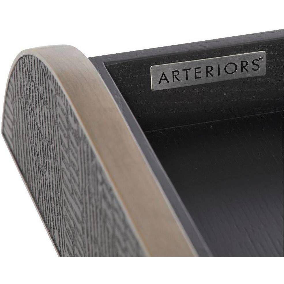 Gaston 56 inch Chamois Gray and Ebony with Bronze and Antique Brass Desk