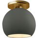 Radiance LED 10 inch Pewter Green and Brushed Brass Semi Flush Ceiling Light