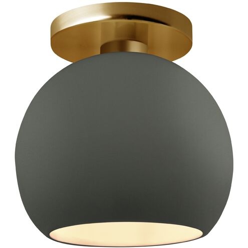 Radiance LED 10 inch Pewter Green and Brushed Brass Semi Flush Ceiling Light