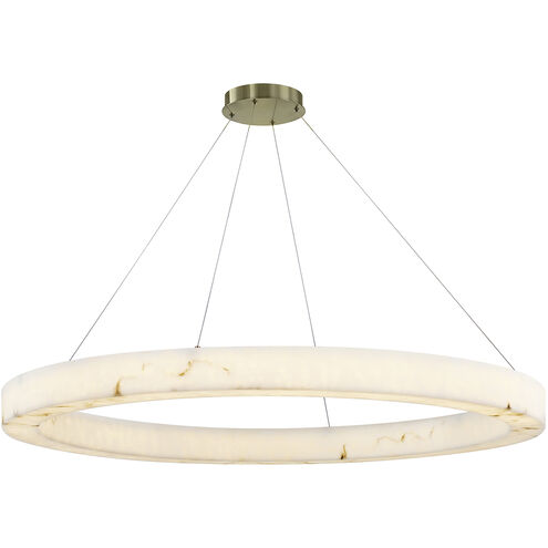 LumenAria LED 52 inch Brushed Brass Pendant Ceiling Light in Faux Alabaster