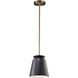 Radiance Collection 1 Light 8 inch Carbon Matte Black with Antique Brass Pendant Ceiling Light