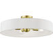 Venlo 4 Light 22 inch Satin Brass with Shiny White Accents Semi-Flush Ceiling Light, Large