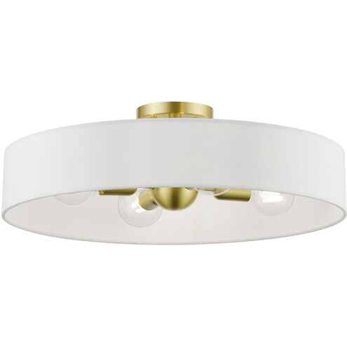 Venlo 4 Light 22 inch Satin Brass with Shiny White Accents Semi-Flush Ceiling Light, Large