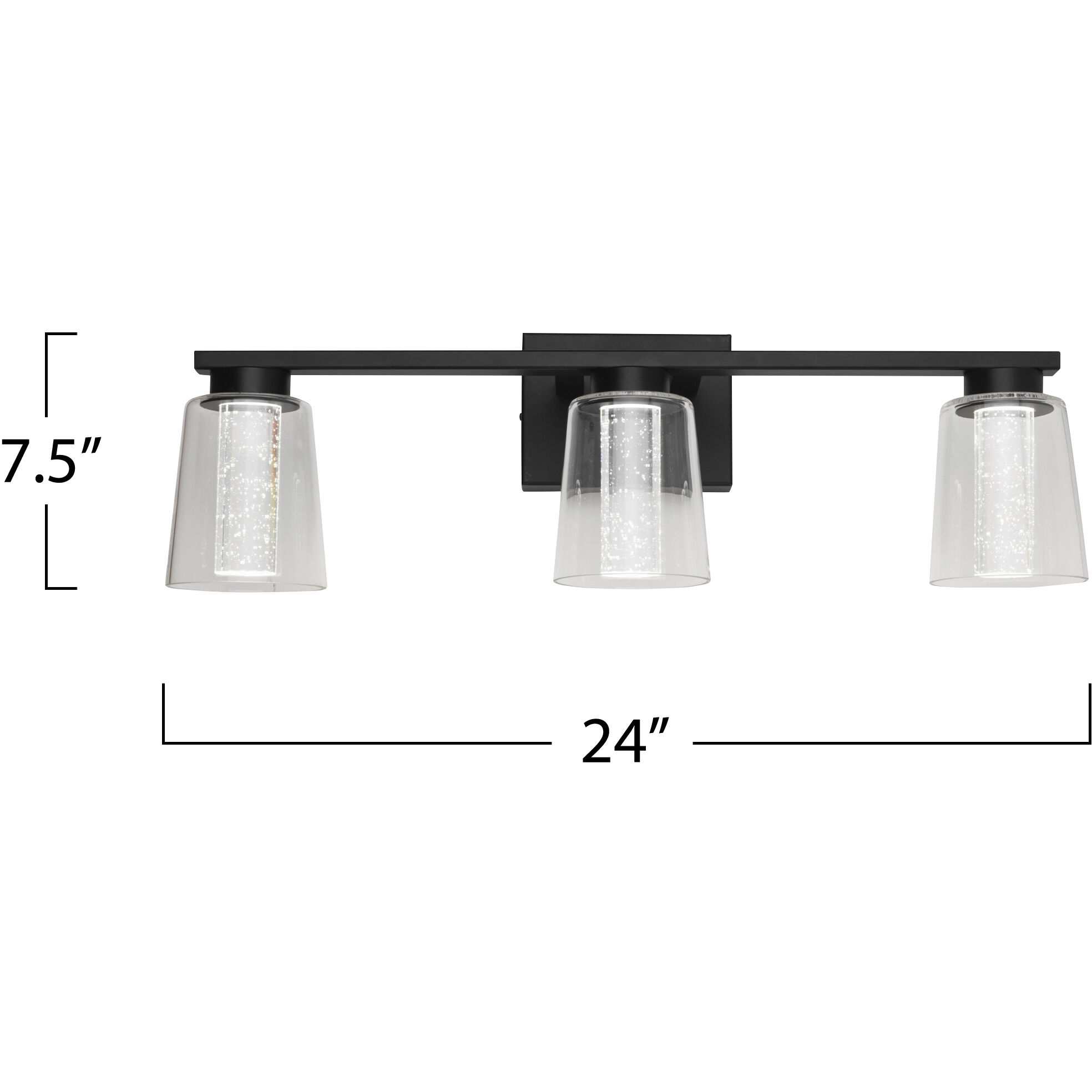 Dalton LED 24 inch Black Bathroom Vanity Wall Light