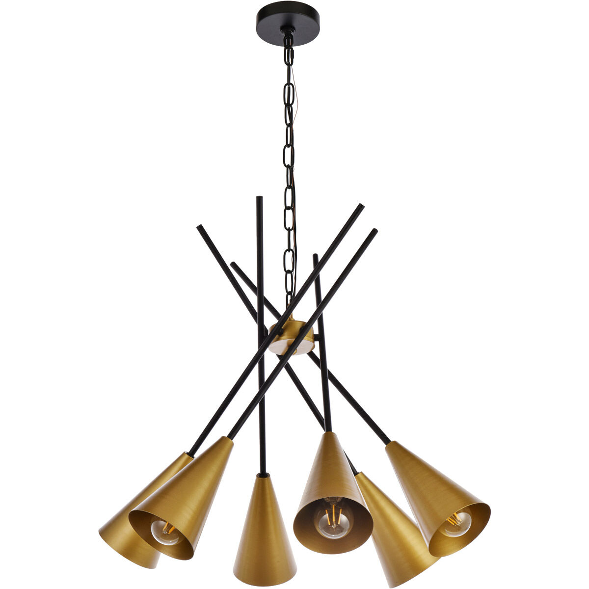 Casen 6 Light 32 inch Black and Brass Pendant Ceiling Light