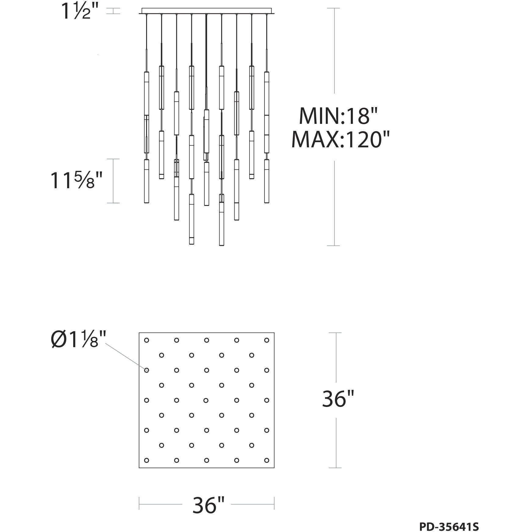 Magic 41 Light 36 inch Black Multi-Light Pendant Ceiling Light