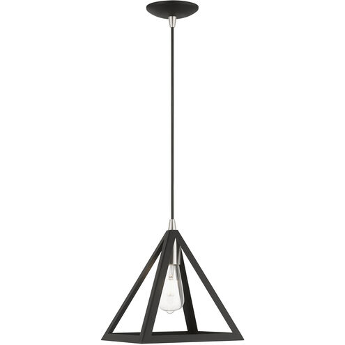 Pinnacle 1 Light 10 inch Black with Brushed Nickel Accents Pendant Ceiling Light