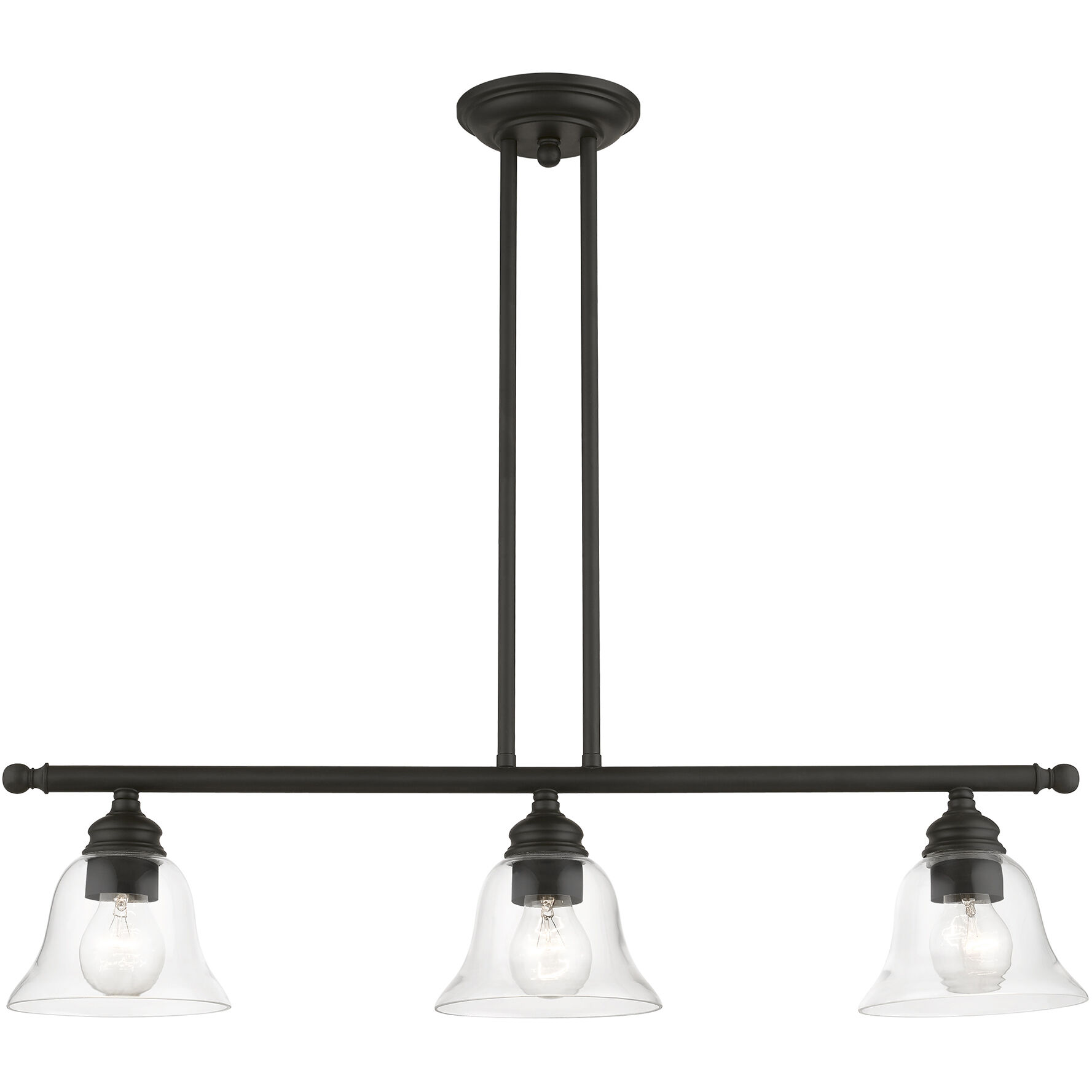 Moreland 3 Light 30 inch Black Linear Chandelier Ceiling Light