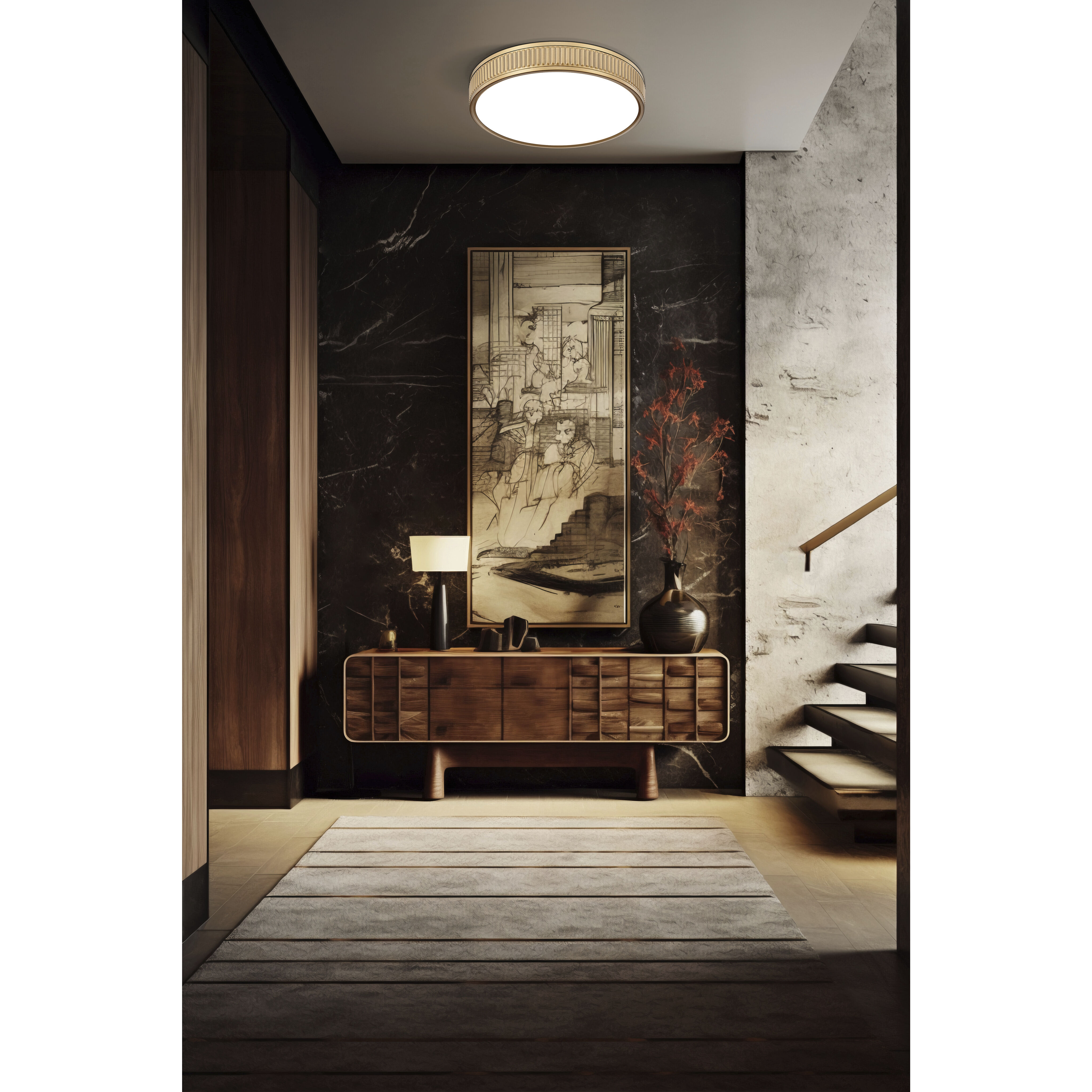 Stari LED 16.75 inch Modern Gold Flush Mount Ceiling Light