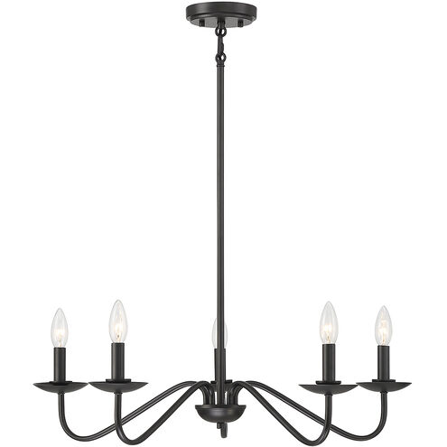 Modern 5 Light 28 inch Matte Black Chandelier Ceiling Light