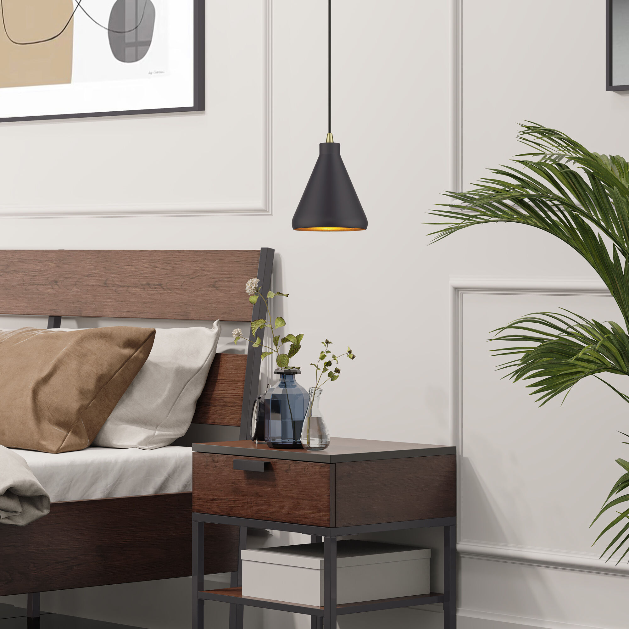 Geneva 1 Light 7 inch Bronze with Antique Brass Accents Mini Pendant Ceiling Light