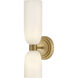 Lisa McDennon Tallulah LED 5.5 inch Lacquered Brass Bath Light Wall Light in 3000K, Etched Opal, 5W, Two Light, Sconce