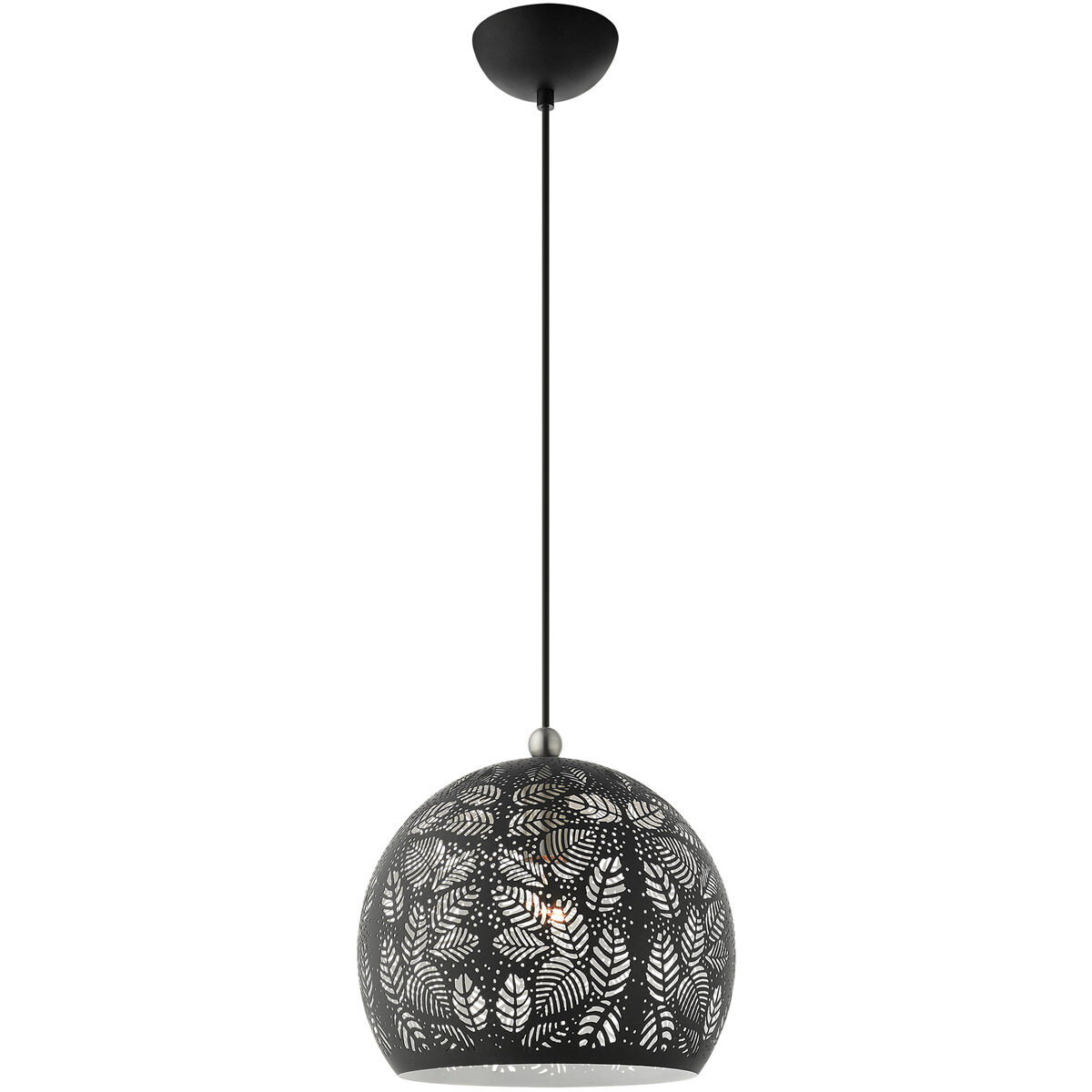 Chantily 1 Light 12 inch Black with Brushed Nickel Accents Pendant Ceiling Light