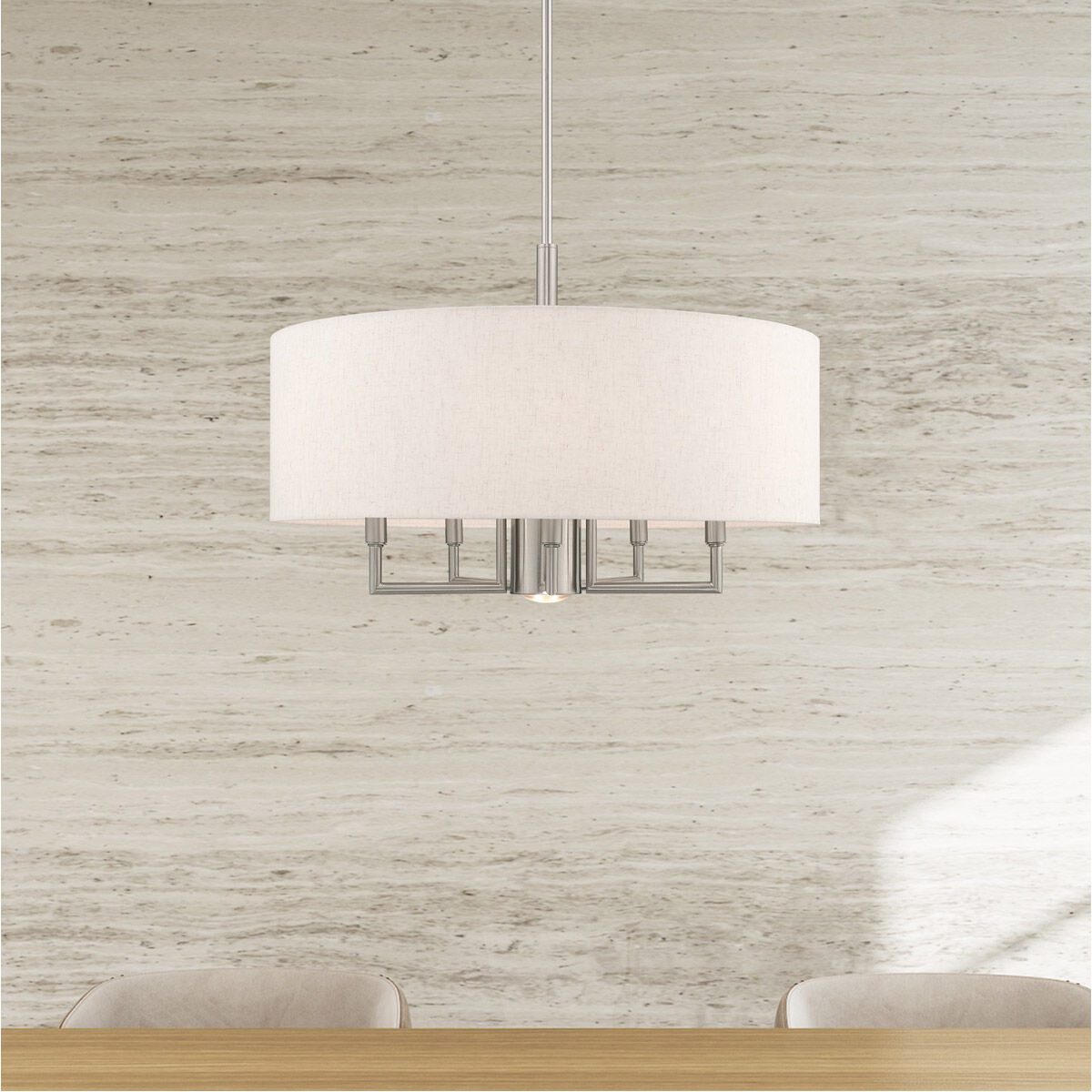 Meridian 6 Light 24 inch Brushed Nickel Pendant Chandelier Ceiling Light