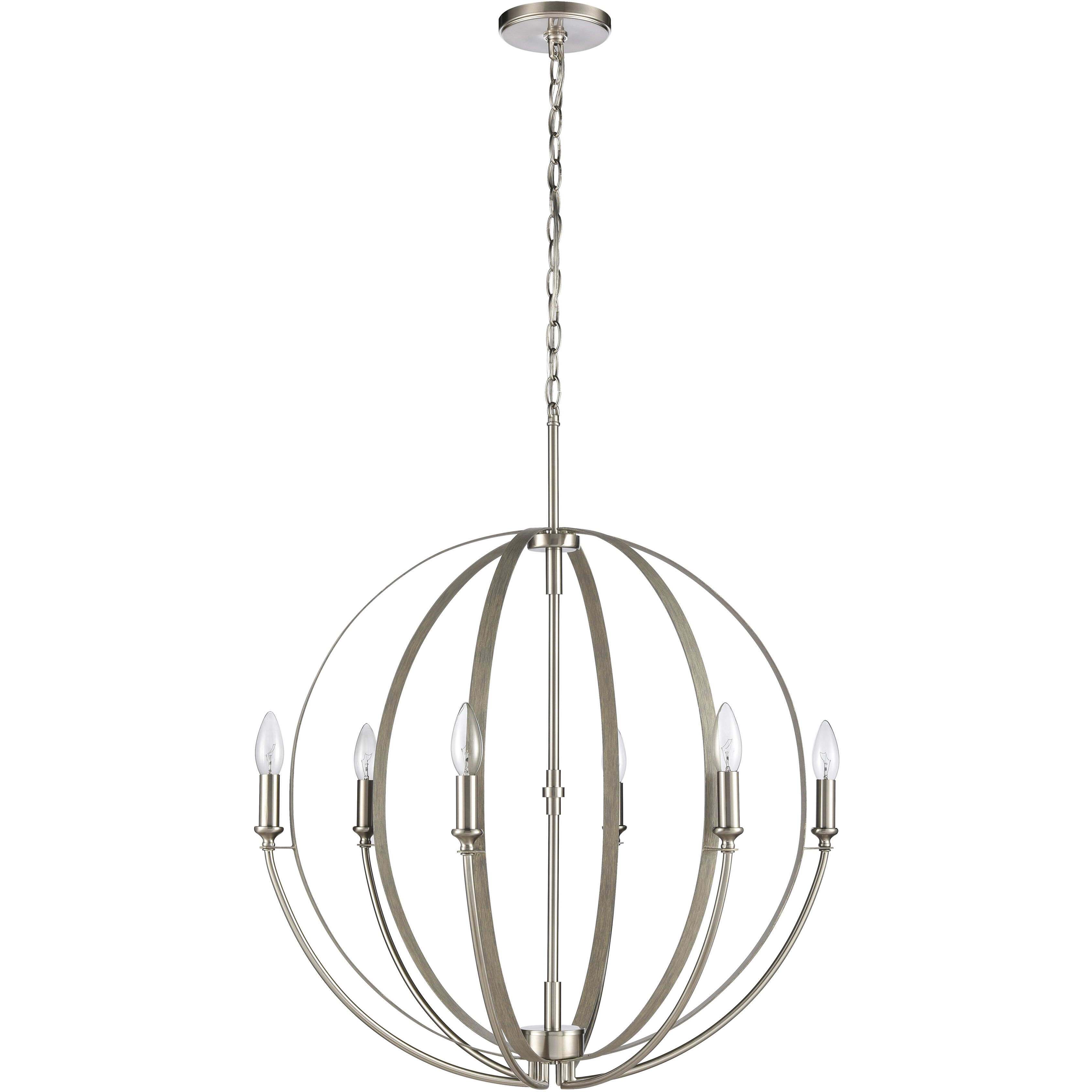 Rotunde 6 Light 26 inch Beechwood Chandelier Ceiling Light