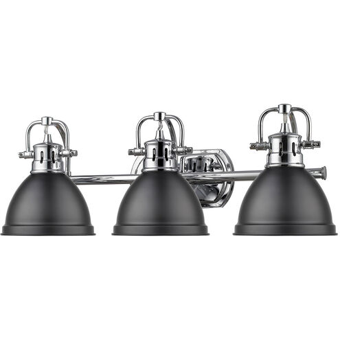 Duncan 3 Light 25 inch Chrome Bath Vanity Wall Light in Matte Black