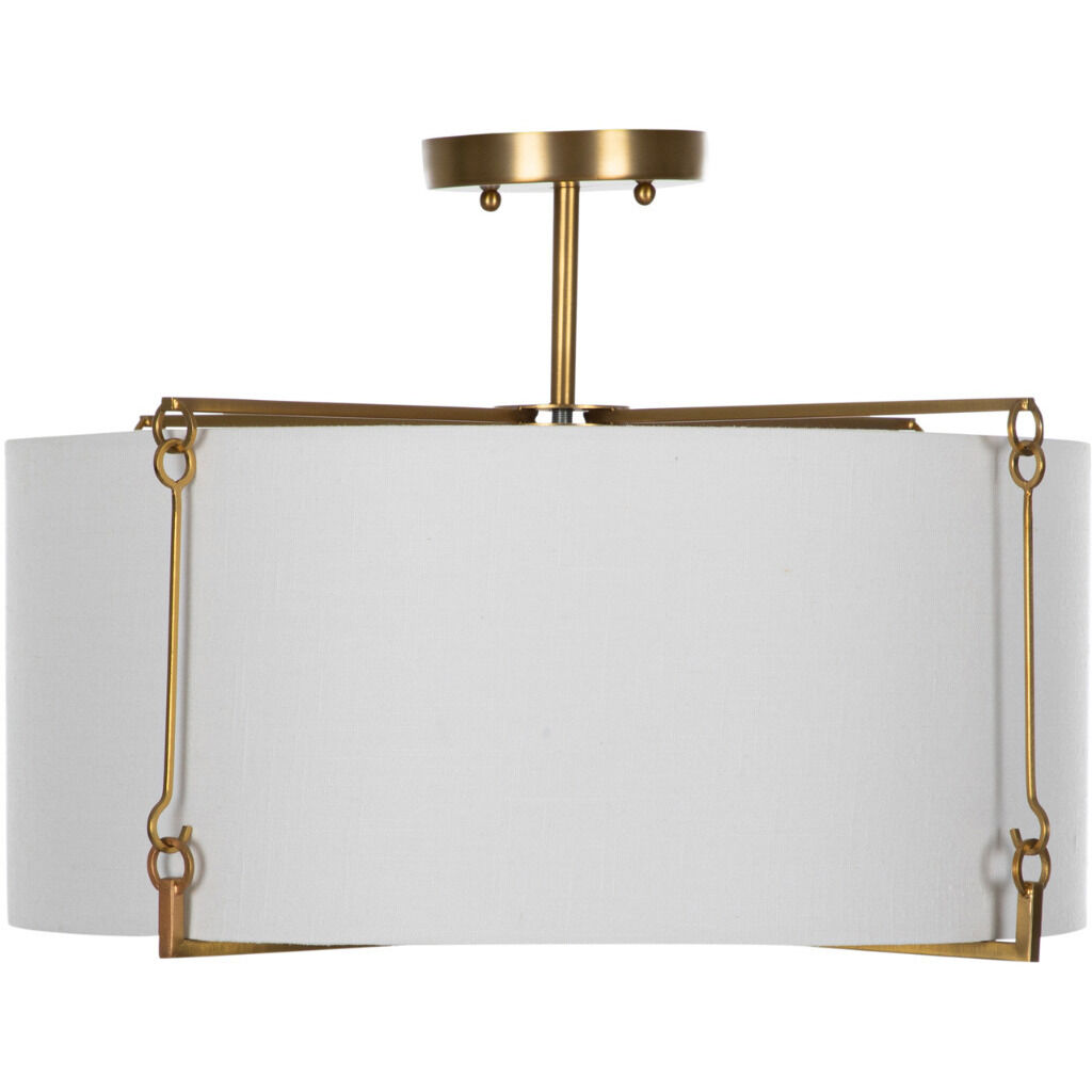 Theresa 2 Light 19.5 inch Brass Semi-Flush Mount Ceiling Light