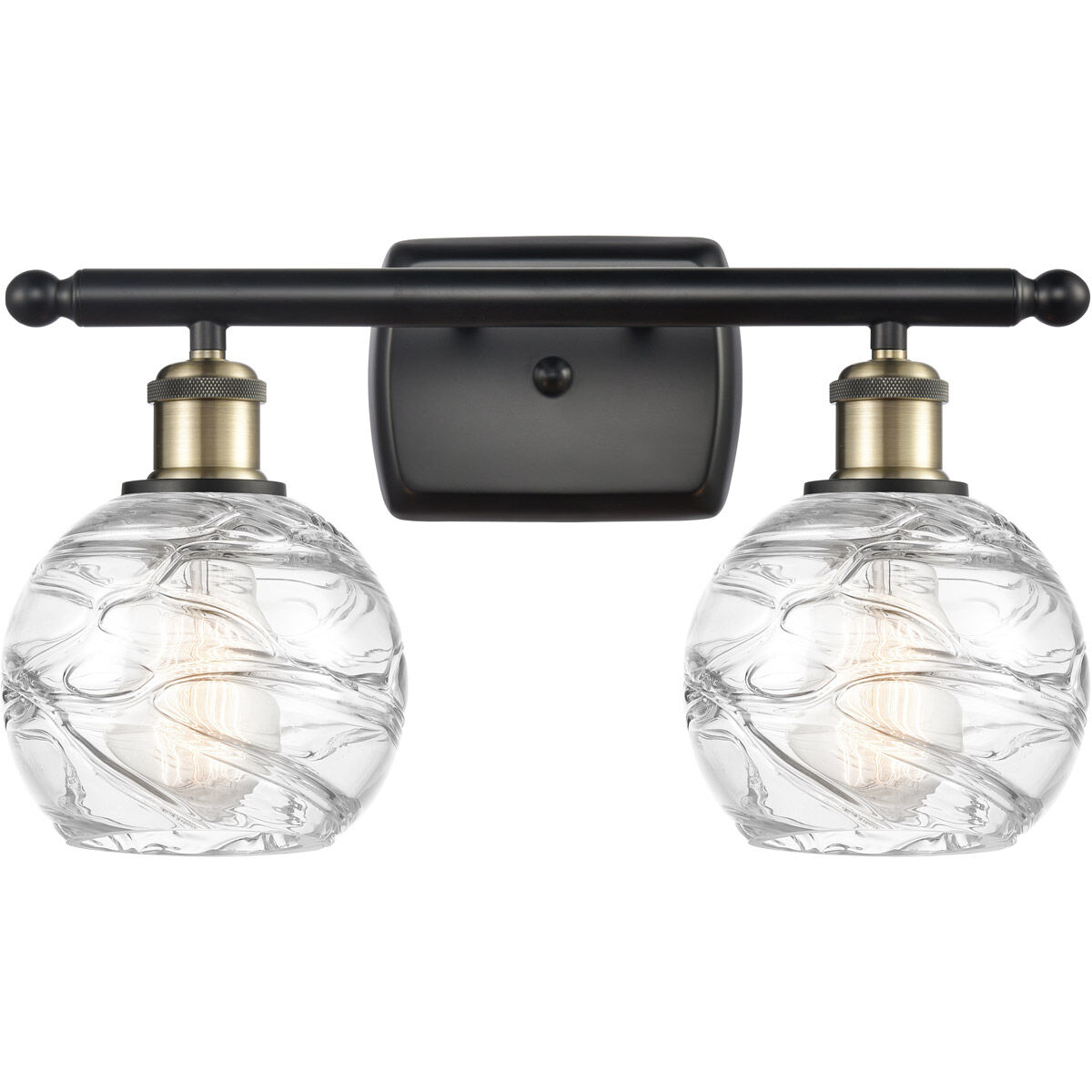 Ballston Small Deco Swirl 2 Light 16 inch Black Antique Brass Bath Vanity Light Wall Light, Ballston