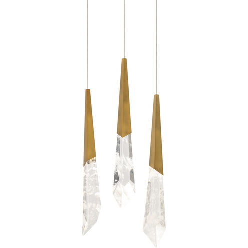 Beyond Solitude LED 12 inch Aged Brass Multi-Light Pendant Ceiling Light, Round Canopy