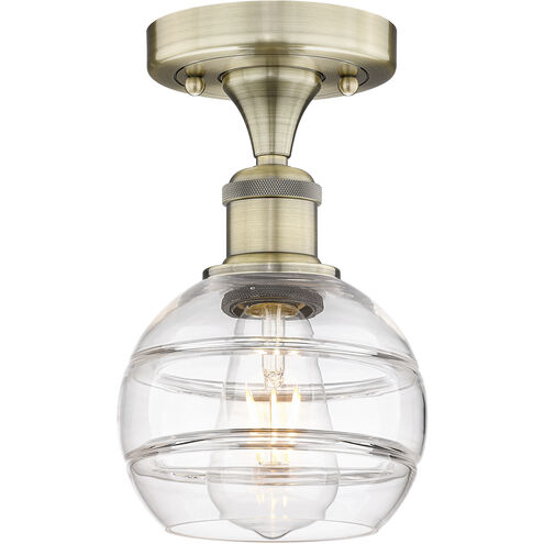 Edison Rochester 1 Light 5.88 inch Antique Brass Semi-Flush Mount Ceiling Light