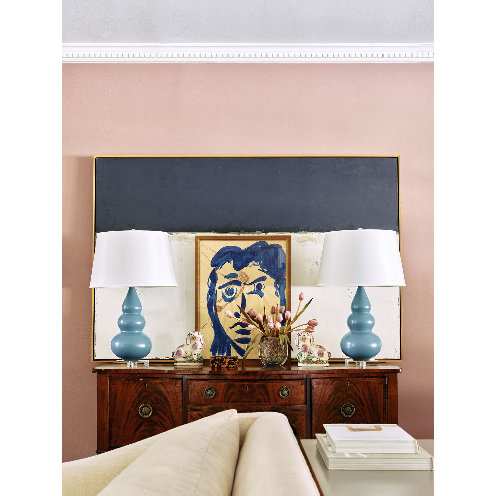 Small Triple Gourd 24 inch 150.00 watt Steel Blue Accent Lamp Portable Light in Lucite