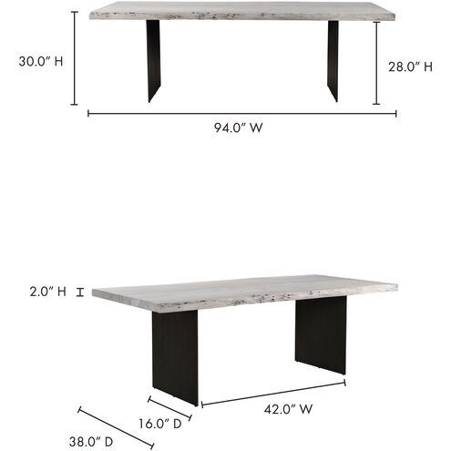 Evans 94 X 38 inch White Dining Table