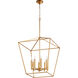 Gabriel 8 Light 22 inch Gold Leaf Foyer Pendant Ceiling Light, Quorum Home