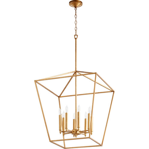 Gabriel 8 Light 22 inch Gold Leaf Foyer Pendant Ceiling Light, Quorum Home